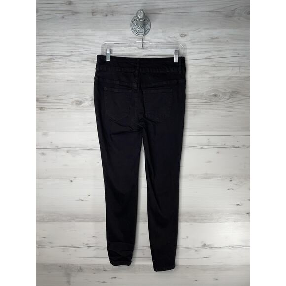 HT Denim Jeans Womens 9 Black Hi-Rise Super Skinny O-Ring Strap Triple Button - Picture 7 of 10